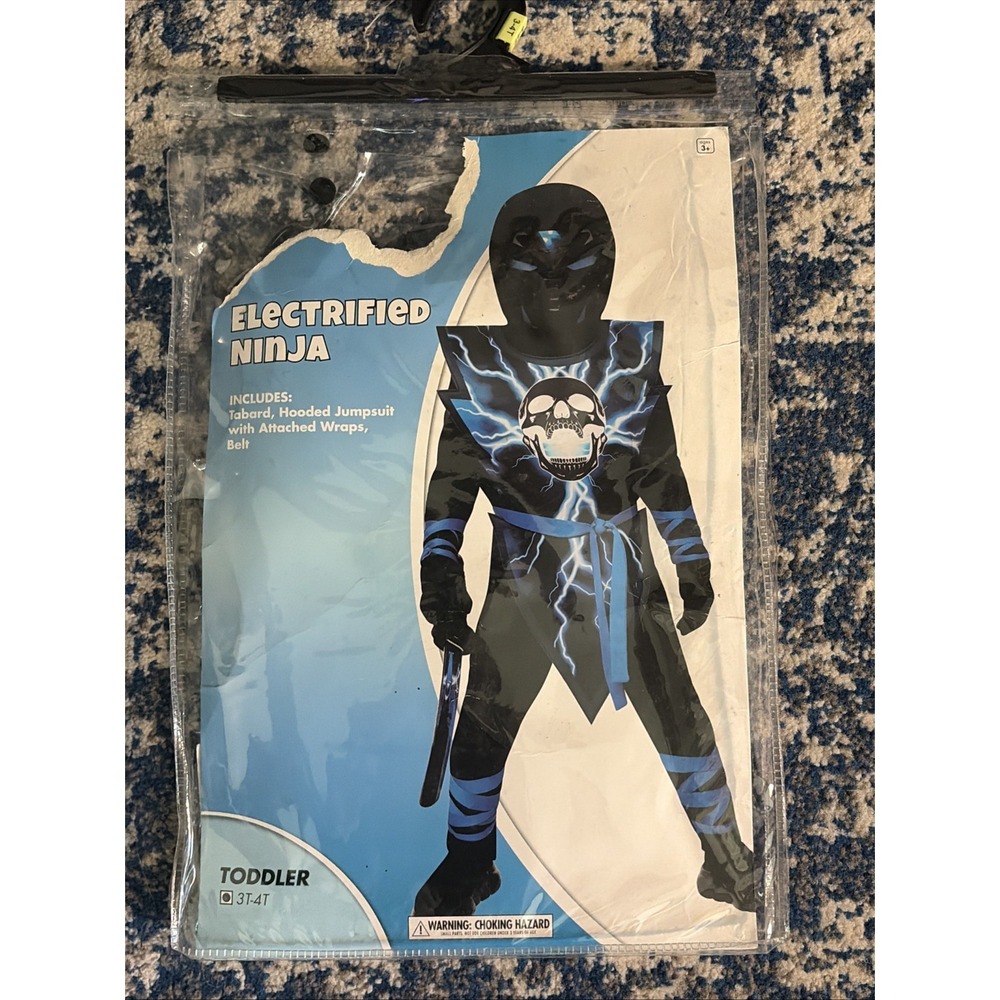 Spirit Halloween Electrified Ninja Costume Toddler 3T-4T Missing Belt